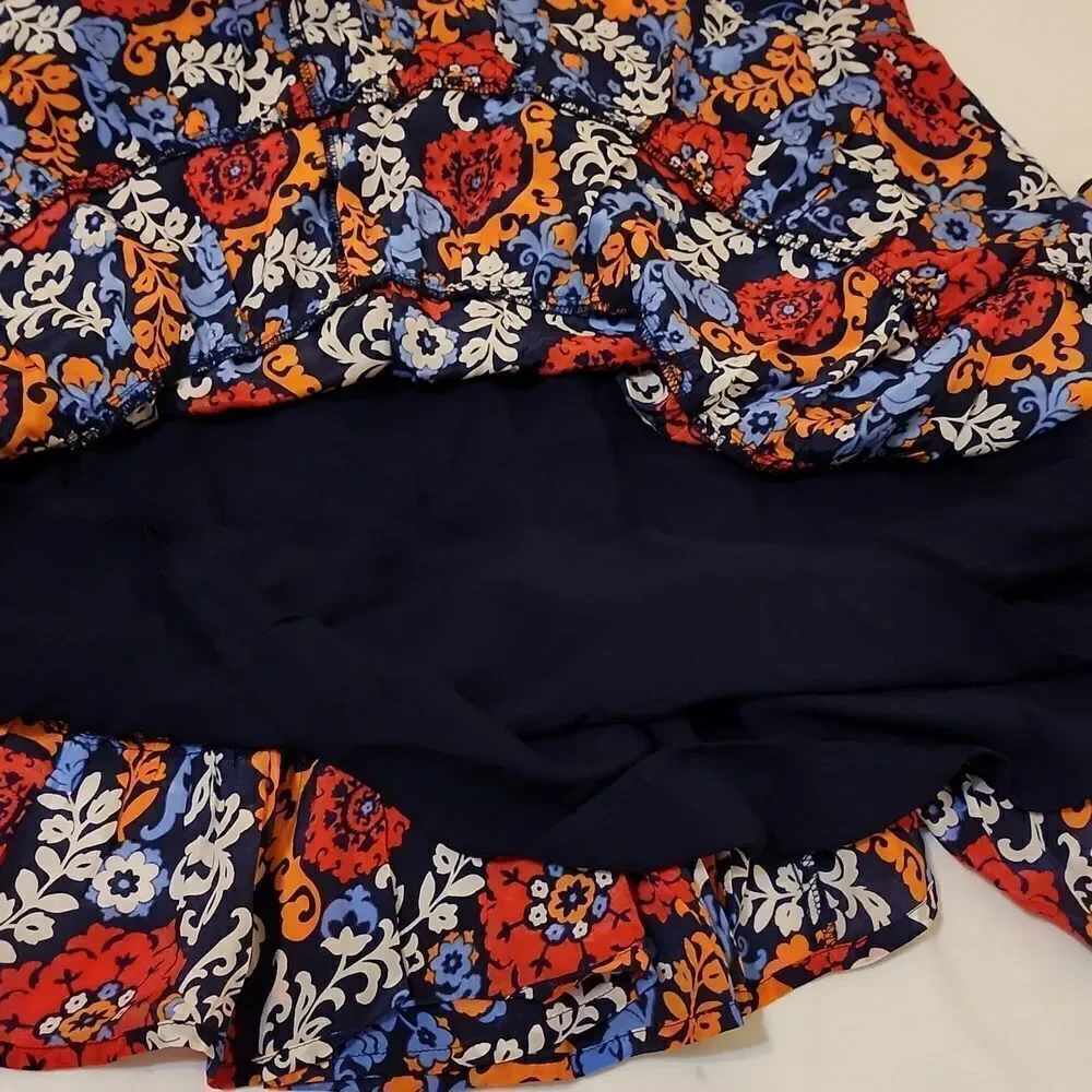 Maeve X Anthropologie Blue‎ Floral Print Flowy Smocked Mini Skirt S Petite